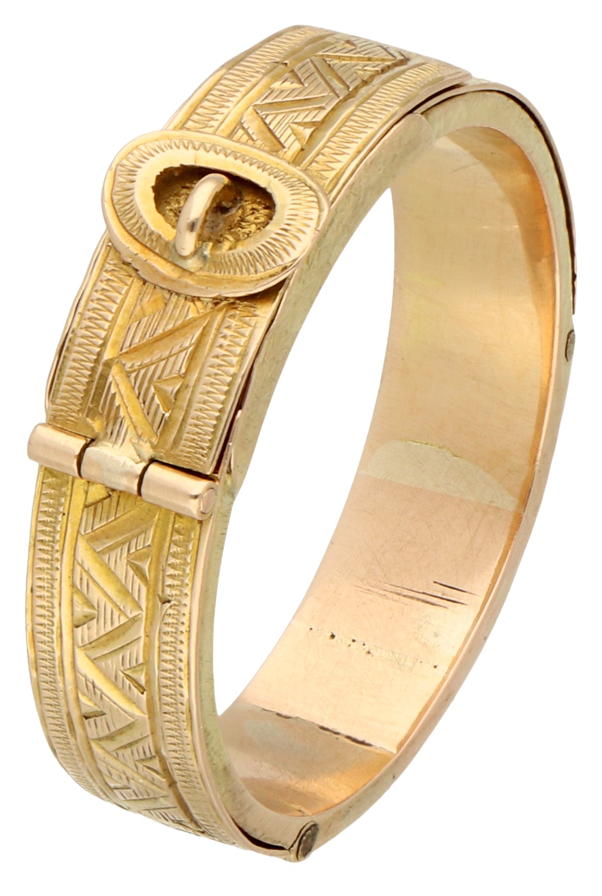 14K Yellow gold antique buckle ring.