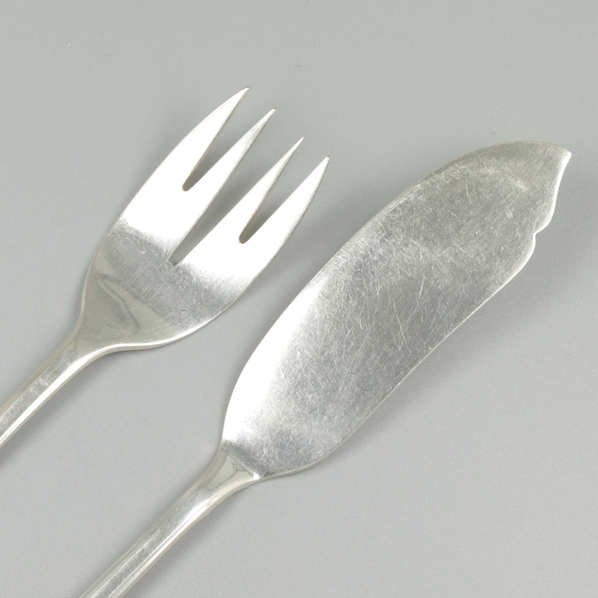 12-piece fish cutlery, model 1064 by Christa Ehrlich (1903-1995) for Zilverfabriek-Voorschoten, silv - Image 3 of 8