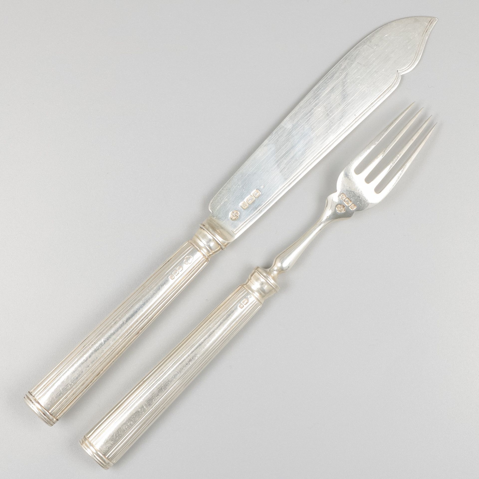 24-piece set fish cutlery, silver. - Image 8 of 9