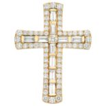 18K Yellow gold diamond cross pendant.