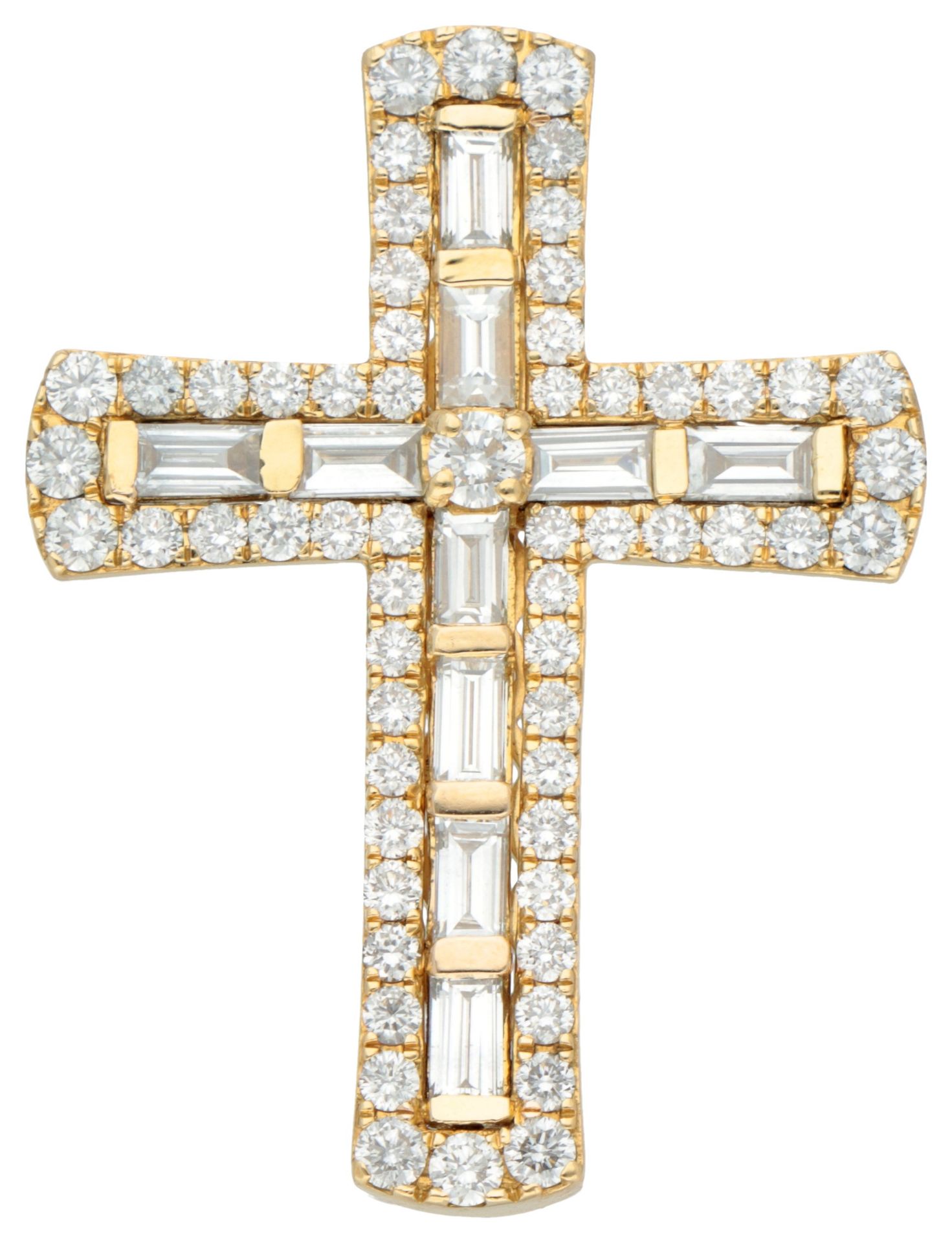 18K Yellow gold diamond cross pendant.