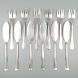 12-piece fish cutlery, model 1064 by Christa Ehrlich (1903-1995) for Zilverfabriek-Voorschoten, silv