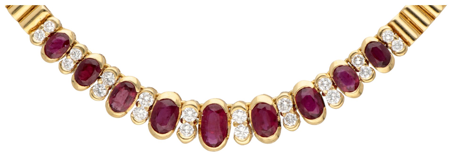 Aras 14K yellow gold choker set with natural rubies of approx. 3.44 ct. and approx. 0.80 ct. diamond - Bild 2 aus 3