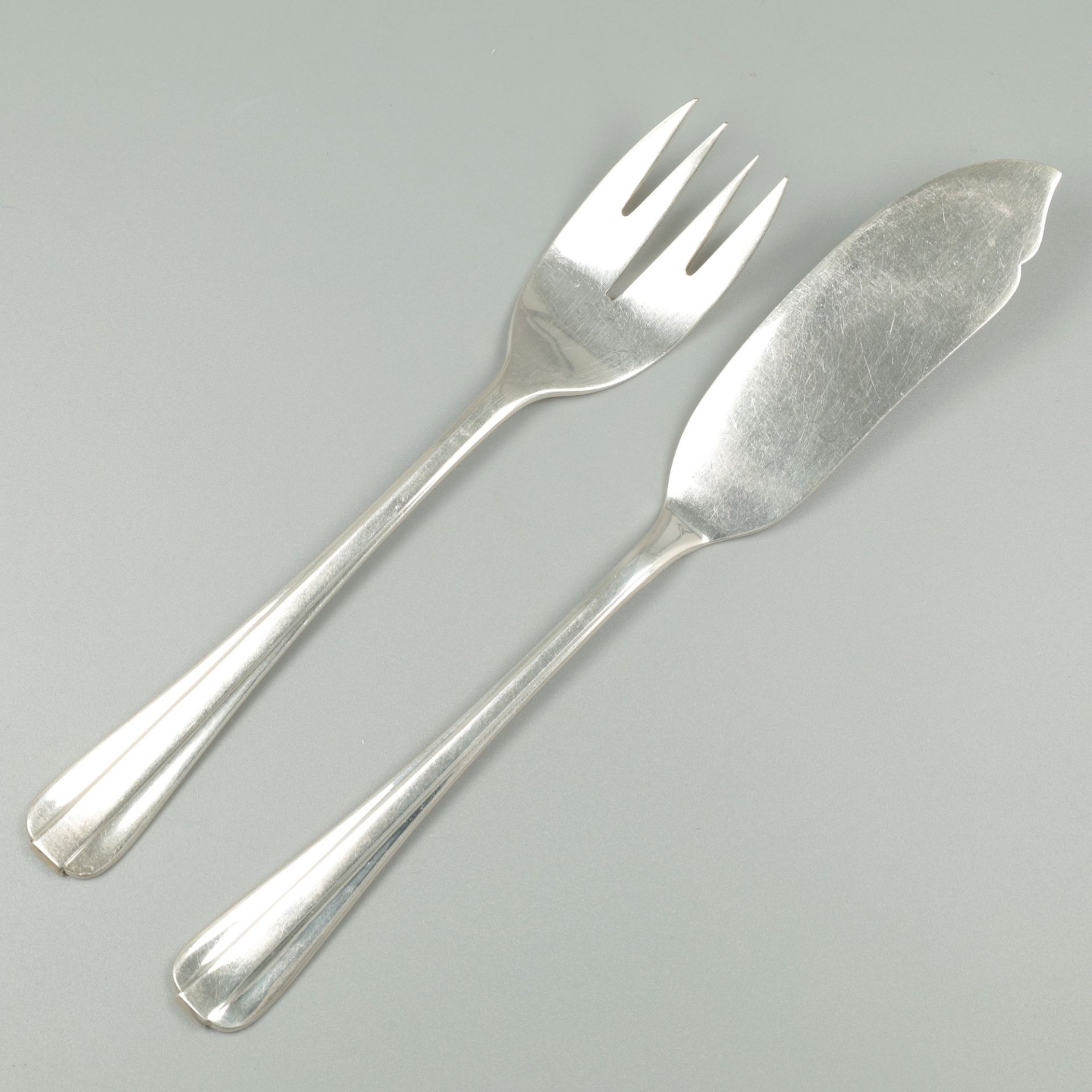 12-piece fish cutlery, model 1064 by Christa Ehrlich (1903-1995) for Zilverfabriek-Voorschoten, silv - Image 2 of 8