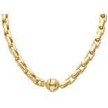 Baraka 18K yellow gold link necklace with ball lock.