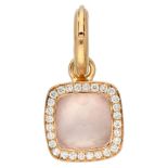 18K Rose gold pendant with rose quartz and diamond.