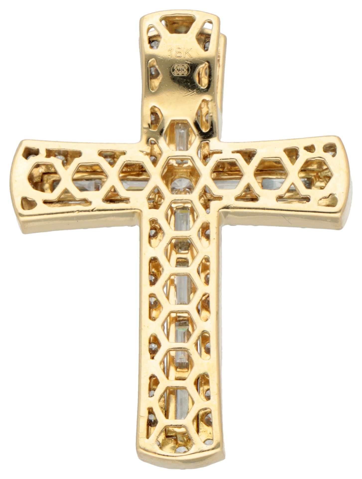 18K Yellow gold diamond cross pendant. - Bild 3 aus 3