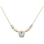 14K Yellow gold necklace set with natural spinel and diamond.