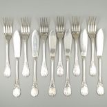 Christofle 12-piece fish cutlery, model Marly, silver-plated.