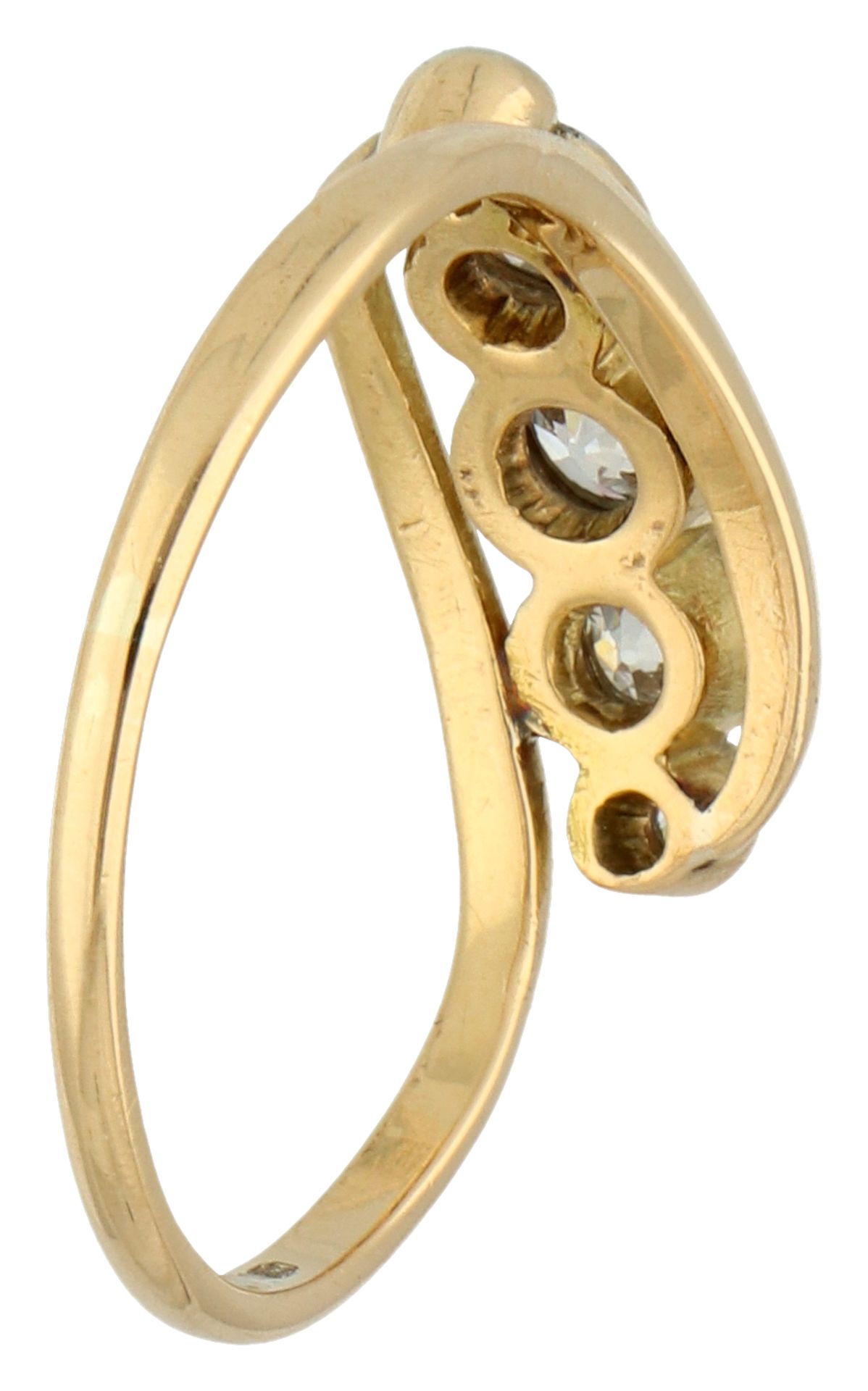 No reserve - 18K Yellow gold 5-stone ring set with approx. 0.25 ct. old European cut diamonds. - Image 2 of 2
