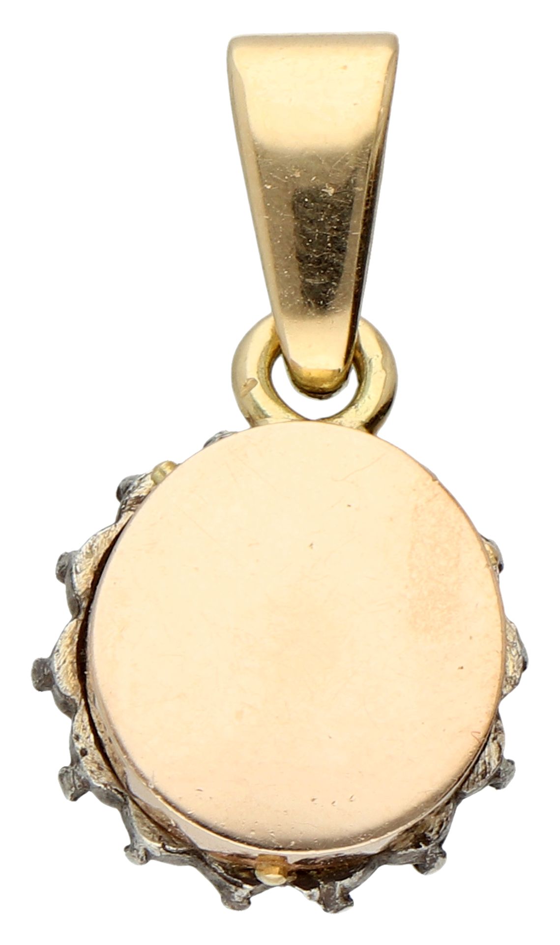 No reserve - 10K Yellow gold/silver pendant set with rose cut diamonds. - Image 2 of 2