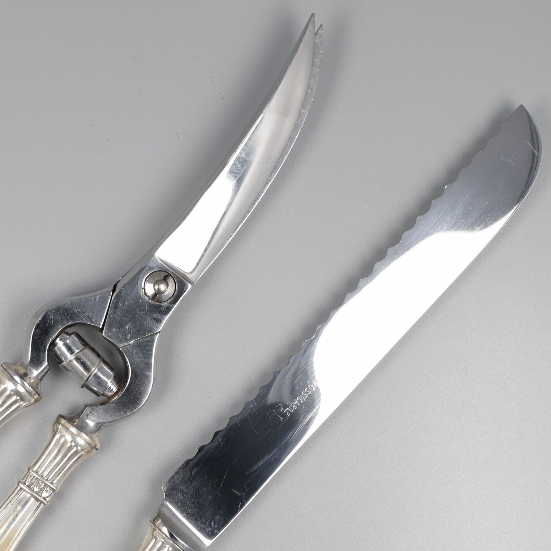 No reserve - Bread knife and game shears, model Grand Paris, silver. - Image 3 of 7