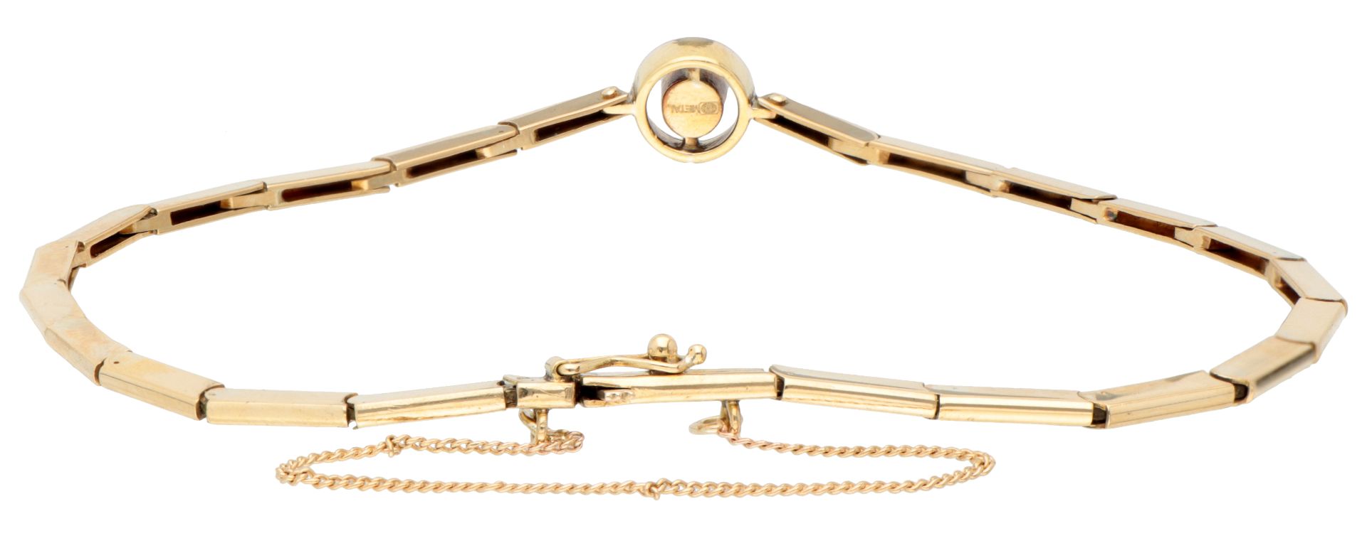 No reserve - 14K Yellow gold link bracelet with rose cut diamond. - Image 2 of 2