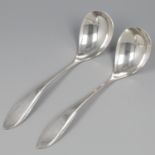 No reserve - 2-piece set Compote spoons "Hollands Puntfilet" silver.