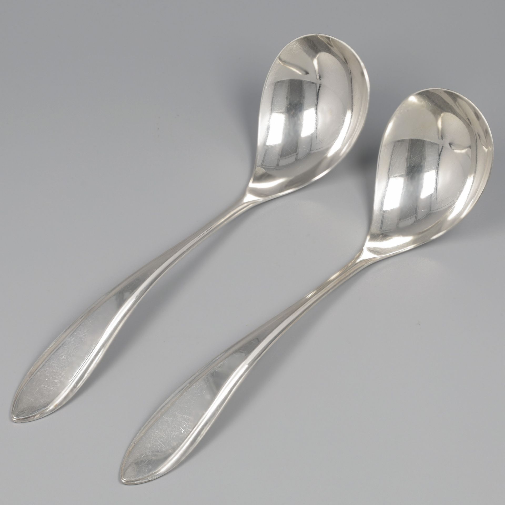 No reserve - 2-piece set Compote spoons "Hollands Puntfilet" silver.