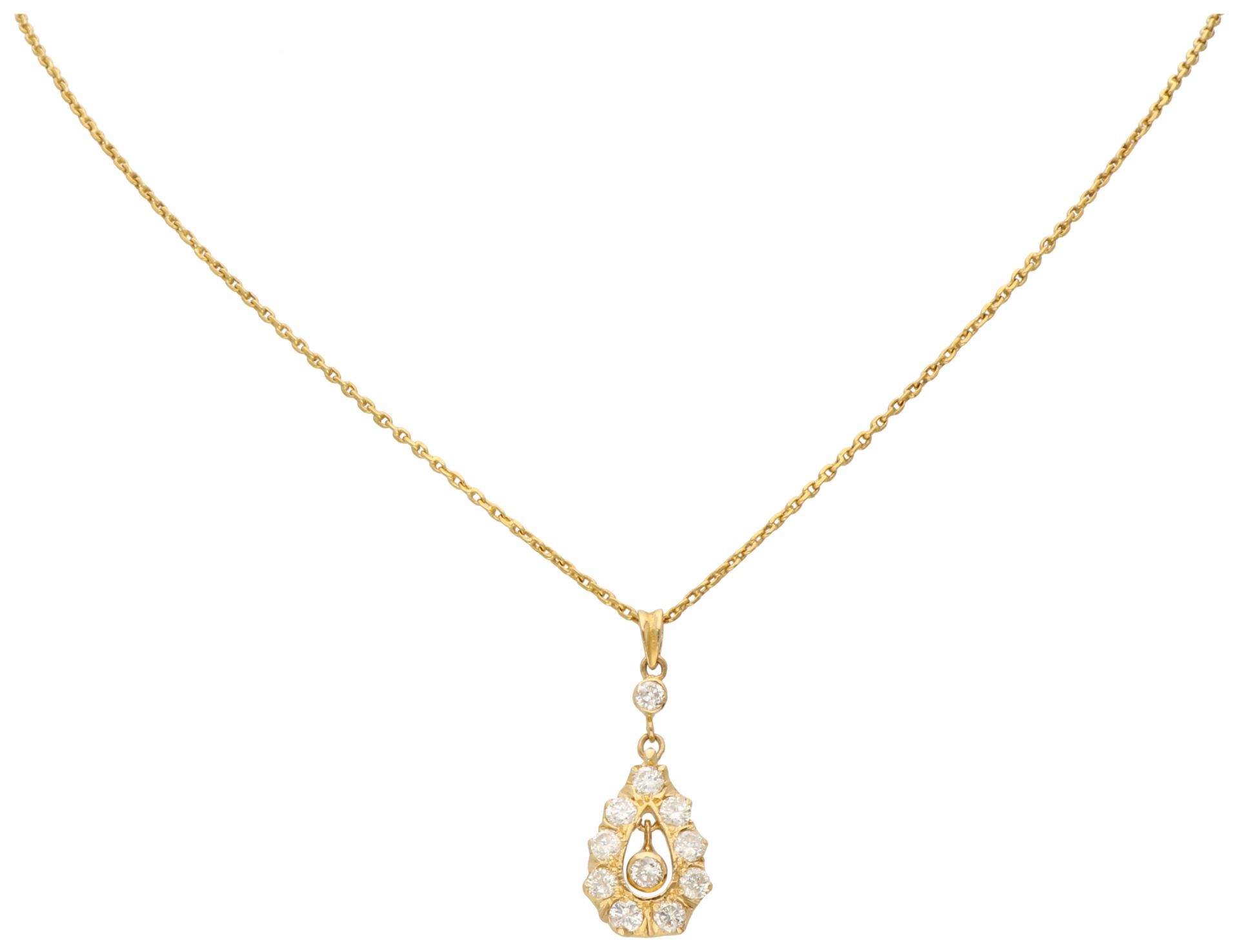 No reserve - 18K Yellow gold necklace with pendant set with approx. 0.55 ct. diamond.