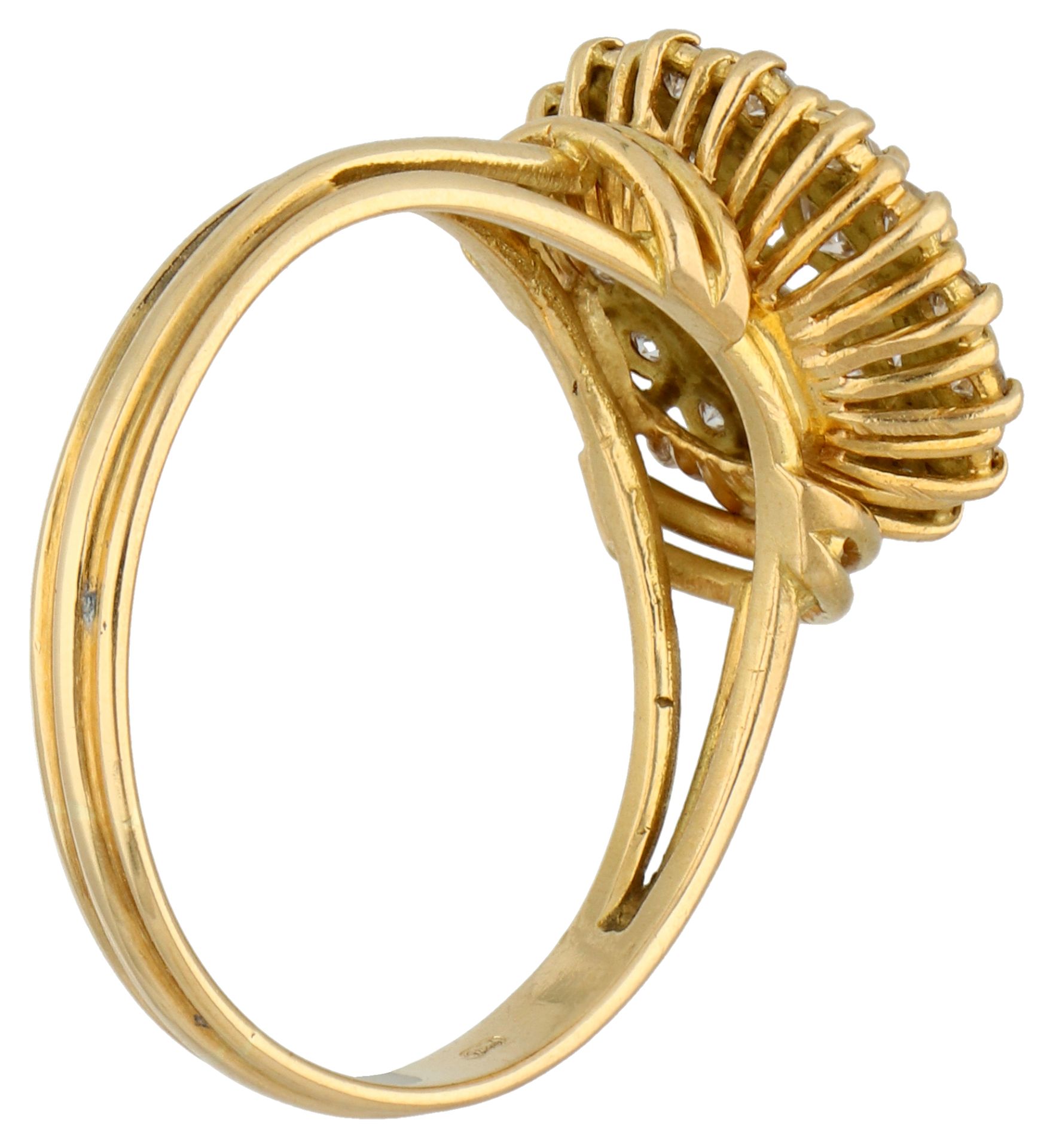 No reserve - 18K Yellow gold entourage ring set with approx. 0.79 ct. diamond. - Image 2 of 2