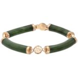 No reserve - 14K Yellow gold bracelet with nephrite.