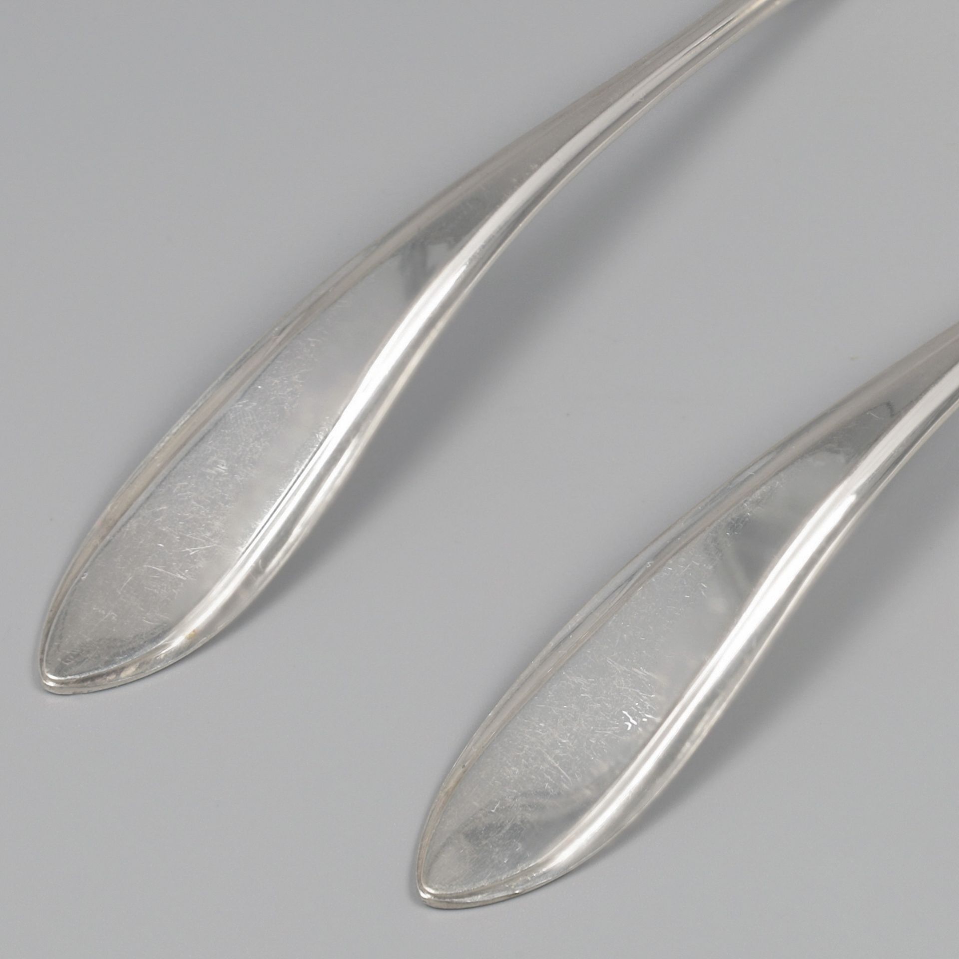 No reserve - 2-piece set Compote spoons "Hollands Puntfilet" silver. - Image 3 of 5