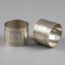 No reserve - 2-piece set of silver napkin rings.