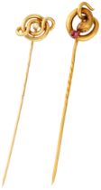 No reserve - Lot of 22K and 18K yellow gold tie pins.