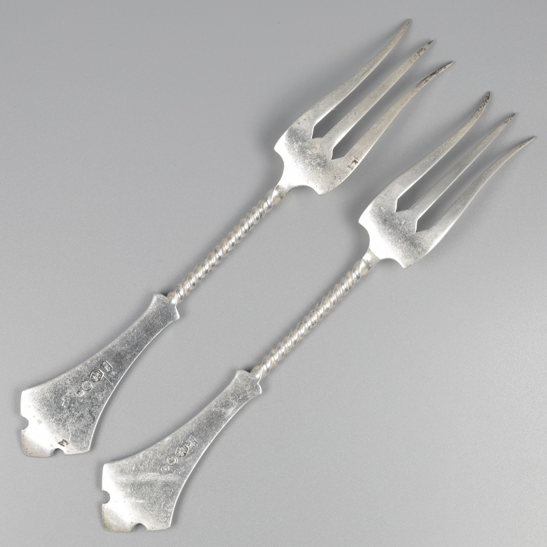 No reserve - 2-piece set of meat forks, silver. - Image 4 of 5