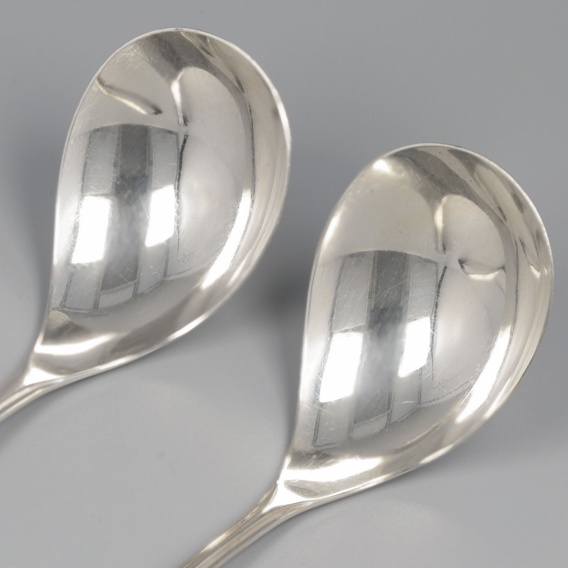 No reserve - 2-piece set Compote spoons "Hollands Puntfilet" silver. - Image 2 of 5