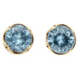 No reserve - 14K Yellow gold earrings set with approx. 1.54 ct. aquamarine.