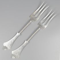 No reserve - 2-piece set of meat forks, silver.