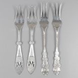 No reserve - 4-piece lot of pickle forks (2 sets) silver.