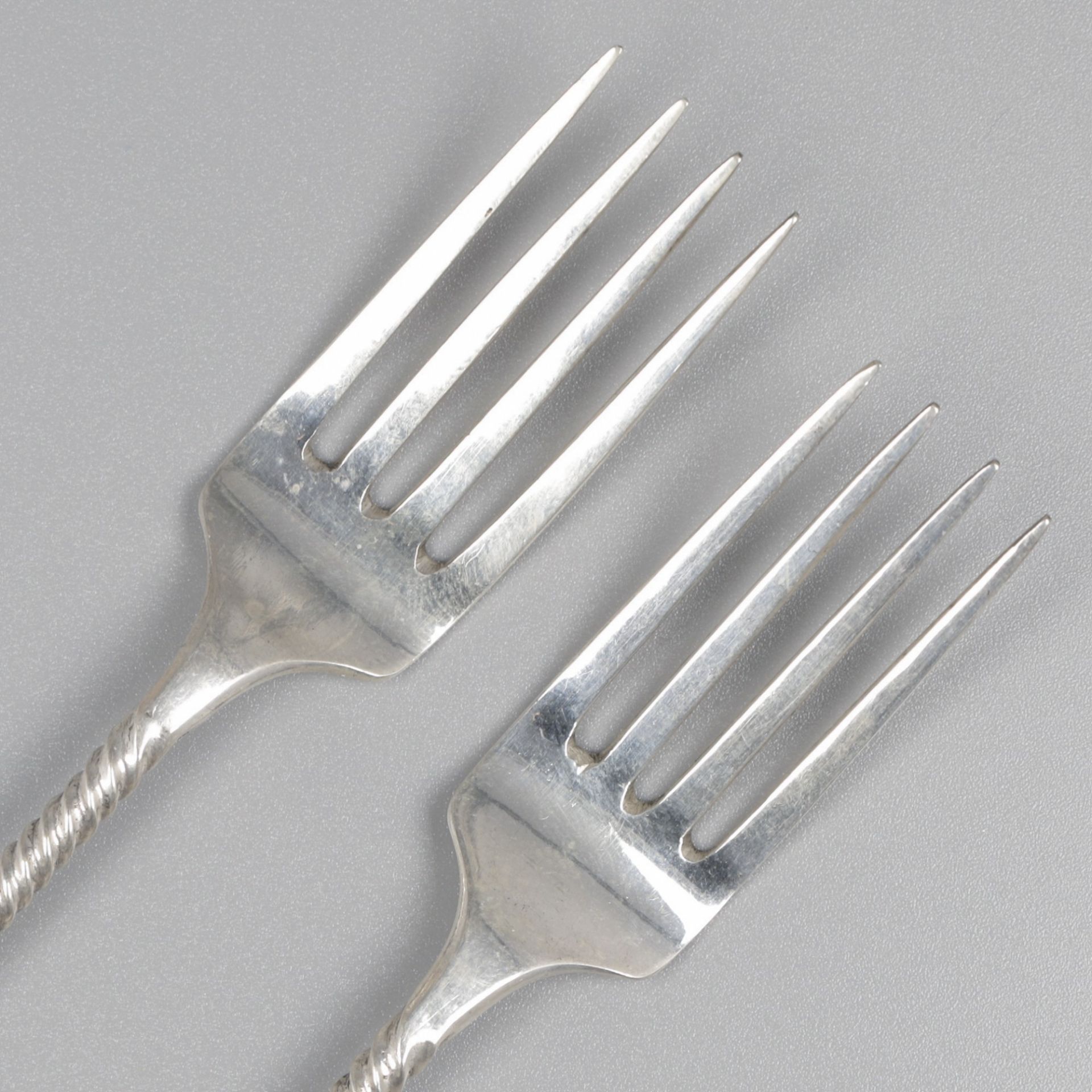 No reserve - 2-piece set of meat forks silver. - Image 3 of 5