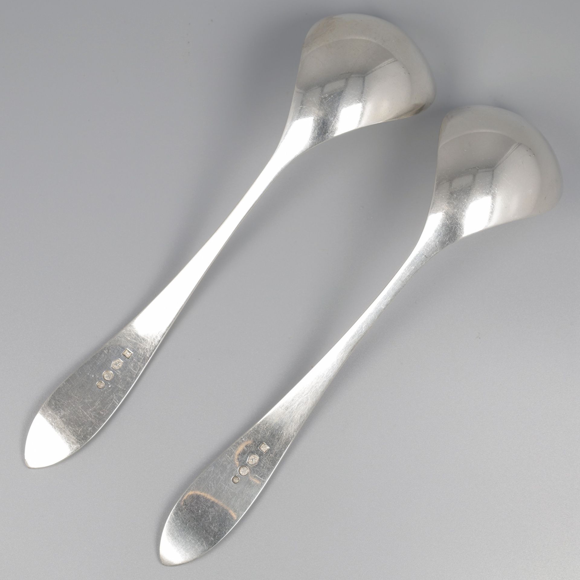 No reserve - 2-piece set Compote spoons "Hollands Puntfilet" silver. - Image 4 of 5