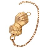 No reserve - 14K Yellow gold clasp in the shape of a hand.