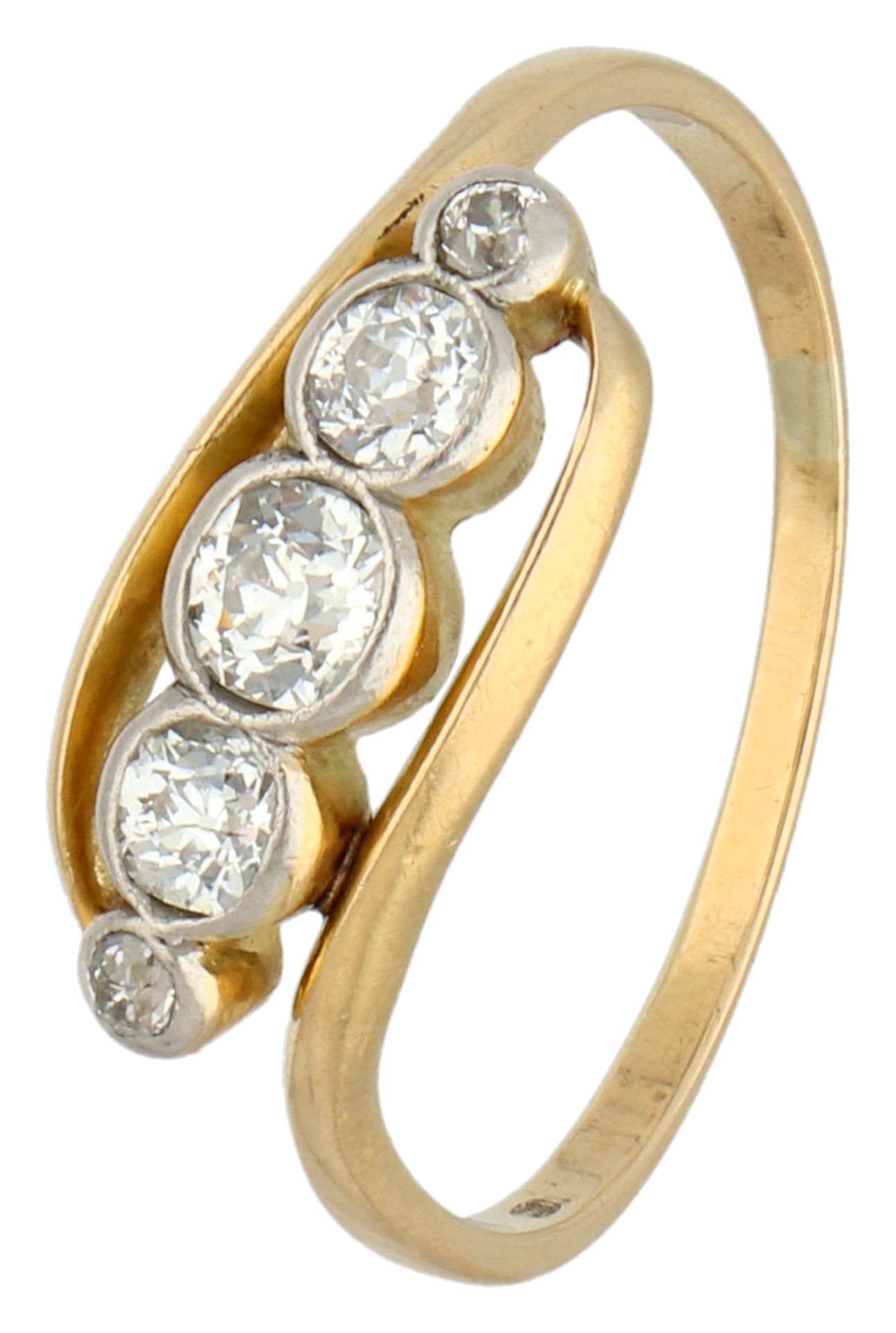 No reserve - 18K Yellow gold 5-stone ring set with approx. 0.25 ct. old European cut diamonds.