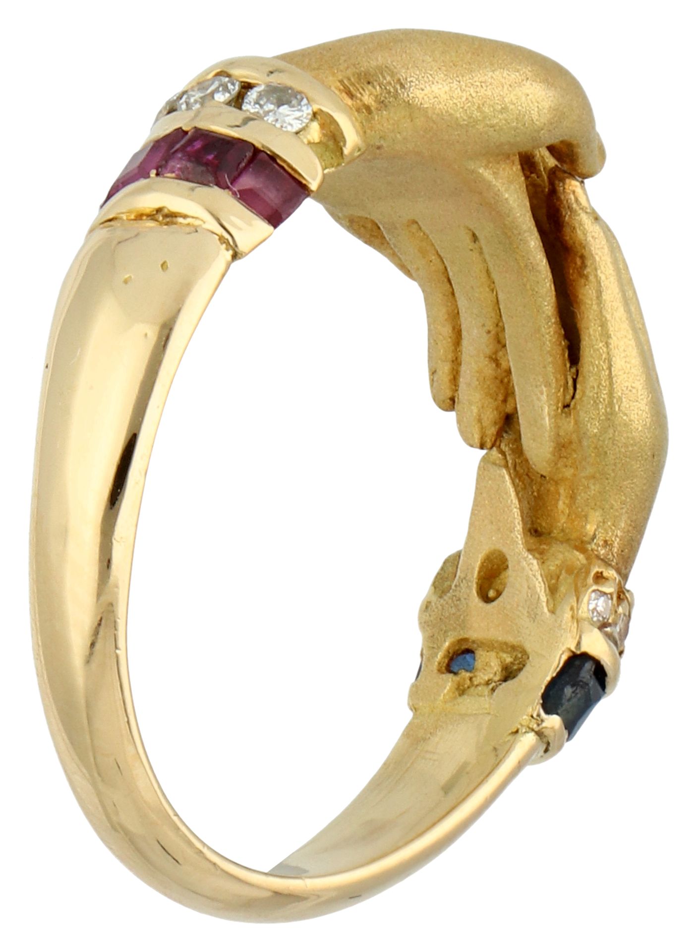 No reserve - 18K Yellow gold Fede motif ring with diamond. - Image 2 of 2