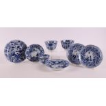 A lot of various blue/white porcelain cups and saucers, China, including 18th century, tot. 8x.(