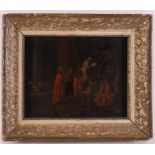 Dutch school 18th century "Jesus and the temple", oil paint/panel, h 17 x w 21 cm.