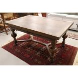 A rectangular ball-leg table, Dutch, Renaissance style, around 1900. Rectangular top with two pull-