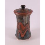A polychrome ceramic vase with lid, design and execution: Joop Crompvoets (Swalmen 1952), signed