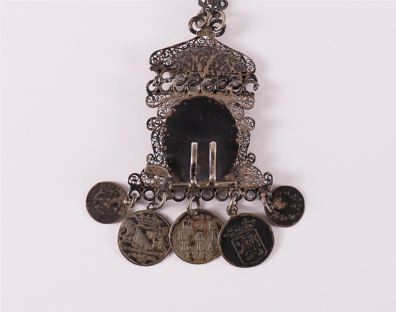 A silver messenger box, presumably colonial, 18th century. Necklace on filigree pendant with - Image 3 of 3
