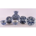 A lot of various blue/white porcelain cups and saucers, China, including 18th century, tot. 7x. (