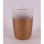 A beaker-shaped glass 'sandblasted' vase 'Vessel of Silence' no. 1008, design: Wiebke Vogt (