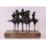 Groot, the Ellen Johanna (Alkmaar 1942) "dance ensemble", bronze sculpture on natural stone base,