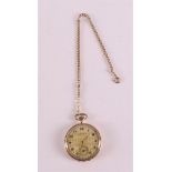 A Lausanne men's vest pocket watch in 14 kt 585/1000 gold case and chain, circa 1900, gross weight