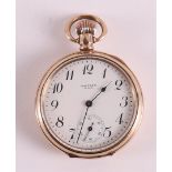 A Waltham U.S.A. men's vest pocket watch in 10 kt (below legal grade) gold case, around 1900,