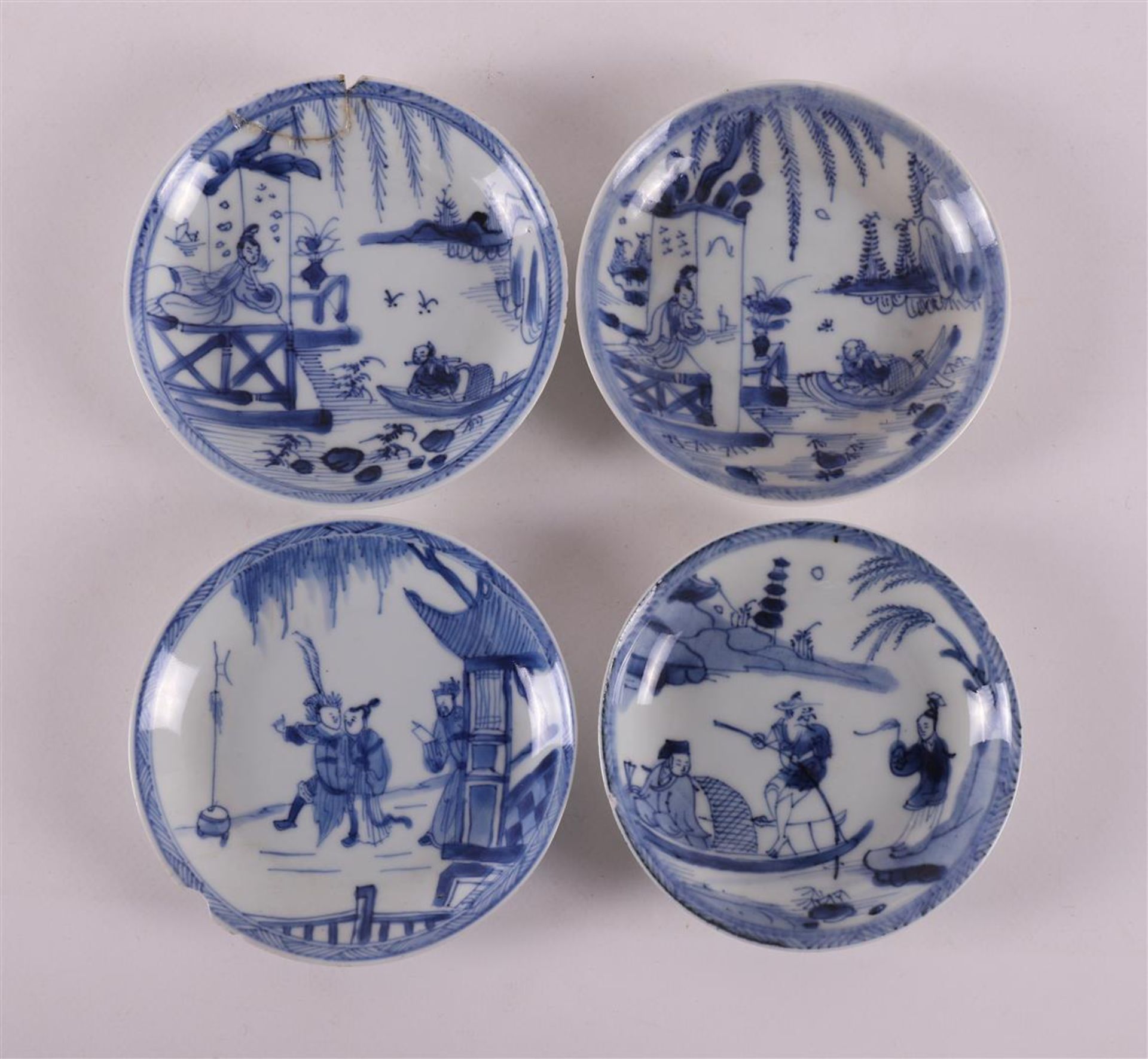 Three blue and white porcelain cups and eight saucers, China, 18th century. blue underglaze - Bild 7 aus 16
