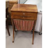 A mahogany glued Biedermeier sewing table, 19th century, h 71 x w 43 x d 35 cm.