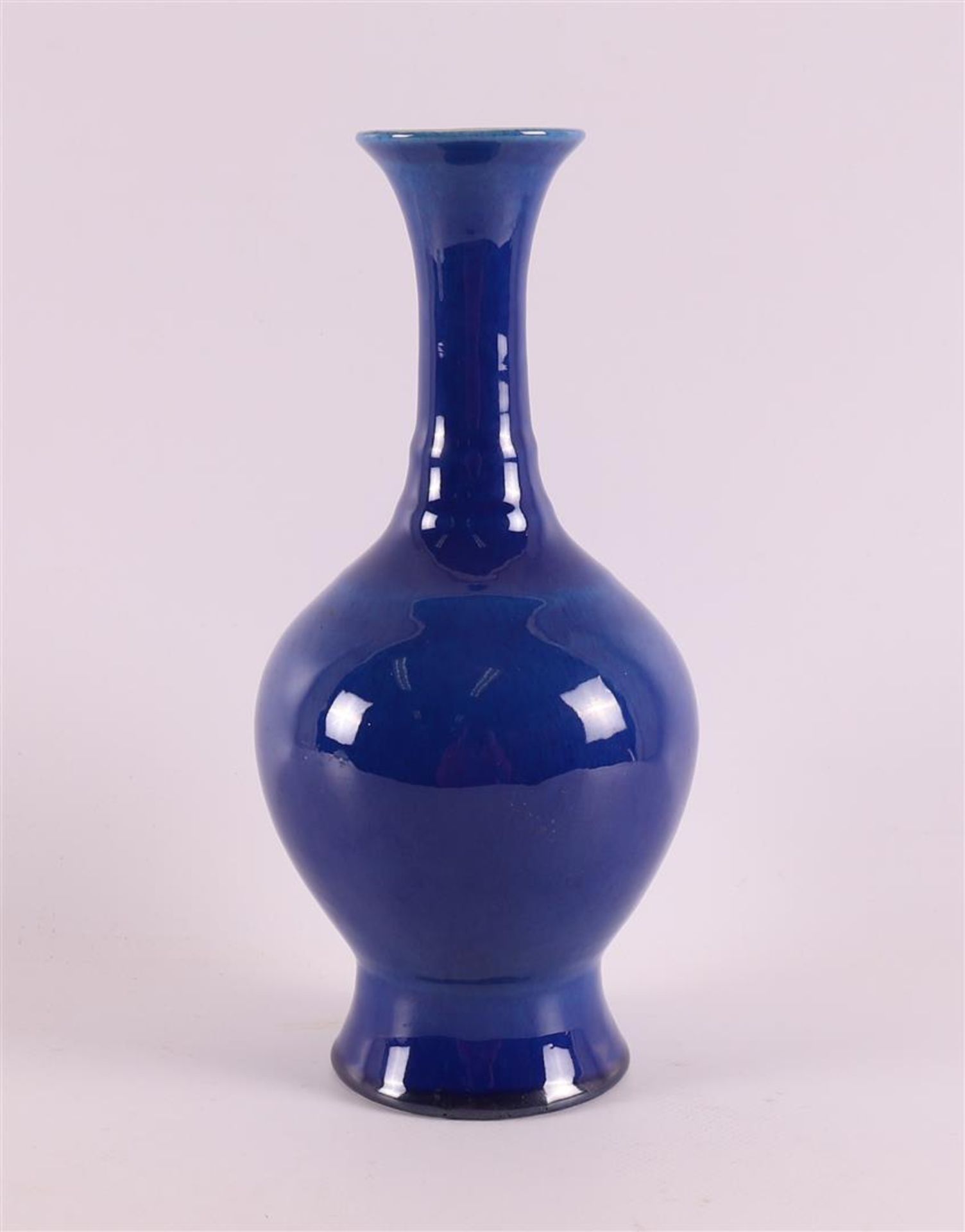 A royal blue glazed baluster shaped porcelain vase, China, 20th century, h 26 cm.
