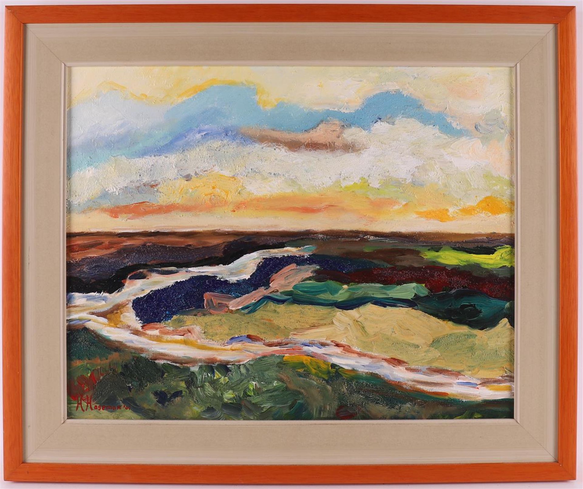 Hageman, Halbe (Norg 4-8-1946) "Landscape", signed in full l.r. and '01, oil paint/canvas, h 40 x