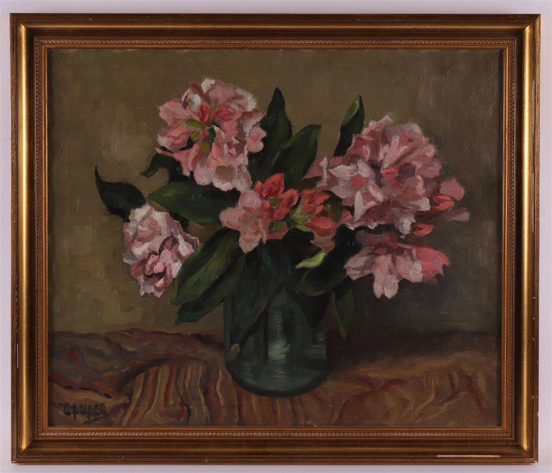 Polder, Christiaan G (Gerrit) (Leiden 1897-1981) "Flower still life", signed in full l.l., oil